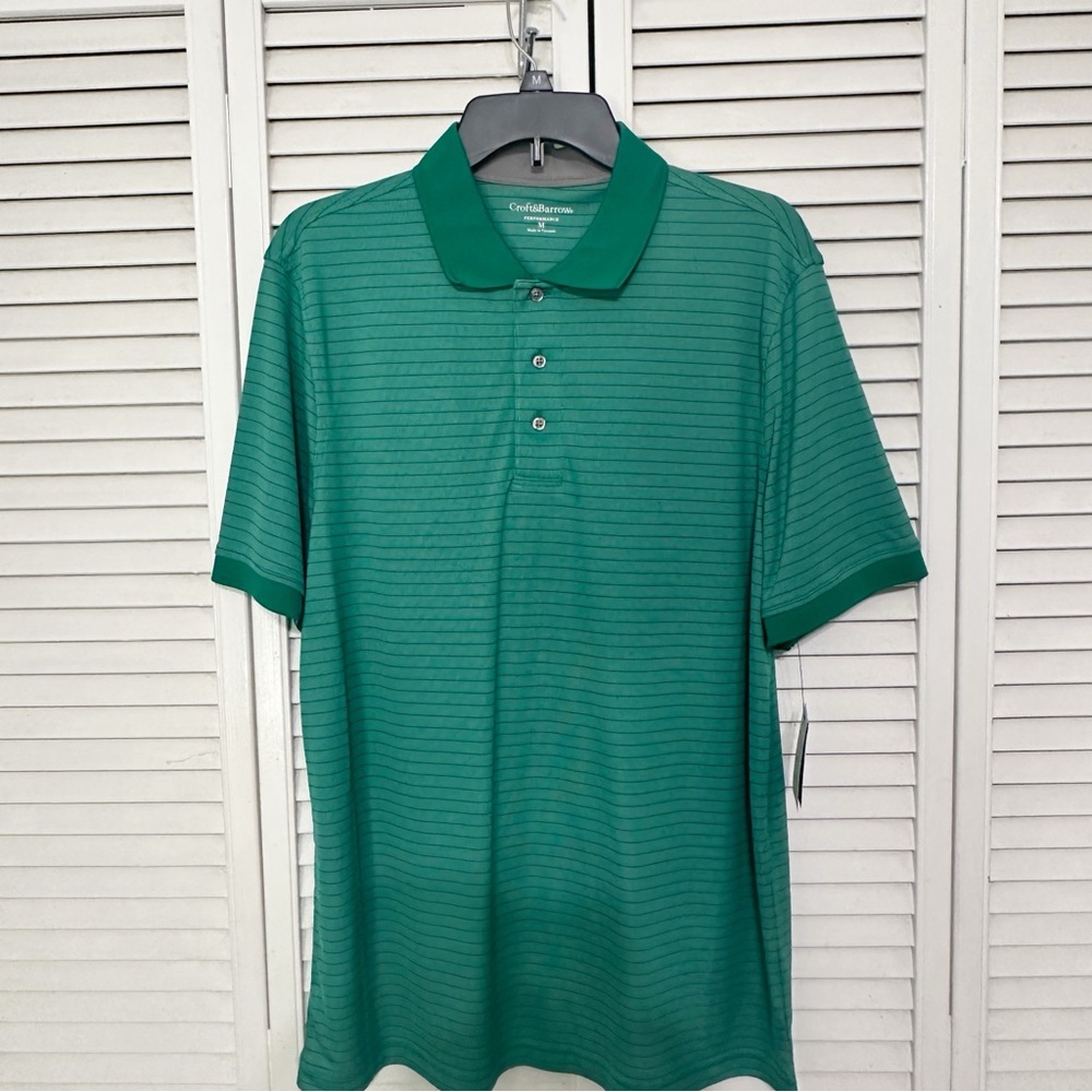 Croft & Barrow NWT Men's Green Striped Polo Shirt